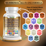 Load image into Gallery viewer, Lion’s Mane, Turkey Tail, Reishi, Cordyceps & Maitake Mushroom Complex - Brain, Immunity & Energy Support - 60 Capsules-Kun-Shafi
