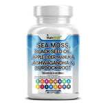 Load image into Gallery viewer, Kun Shafi Sea Moss with black seed oil, ashwagandha and burdock root capsules - immune, energy and skin support