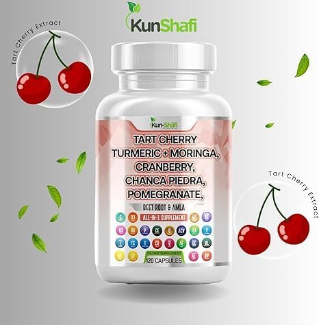 Tart Cherry Extract with Turmeric, Moringa, Cranberry & Chanca Piedra – Natural Herbal Blend – Vegan Capsules  – Natural Wellness Support – Free Shipping-Kun Shafi