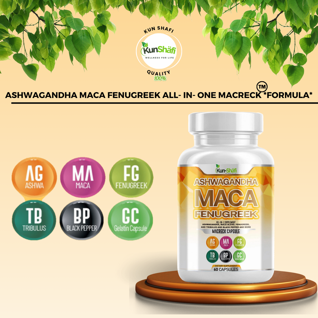 Ashwagandha, Maca & Fenugreek Supplement – Natural Energy, Hormone Balance & Stress Relief – Pack of 2 (120 Caps)
