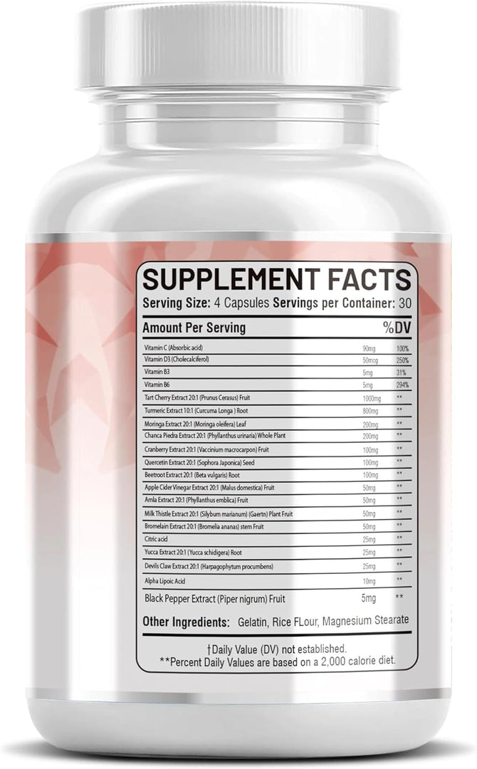 Tart Cherry Extract with Turmeric, Moringa, Cranberry & Chanca Piedra – Natural Herbal Blend – Vegan Capsules  – Natural Wellness Support – Free Shipping-Kun Shafi