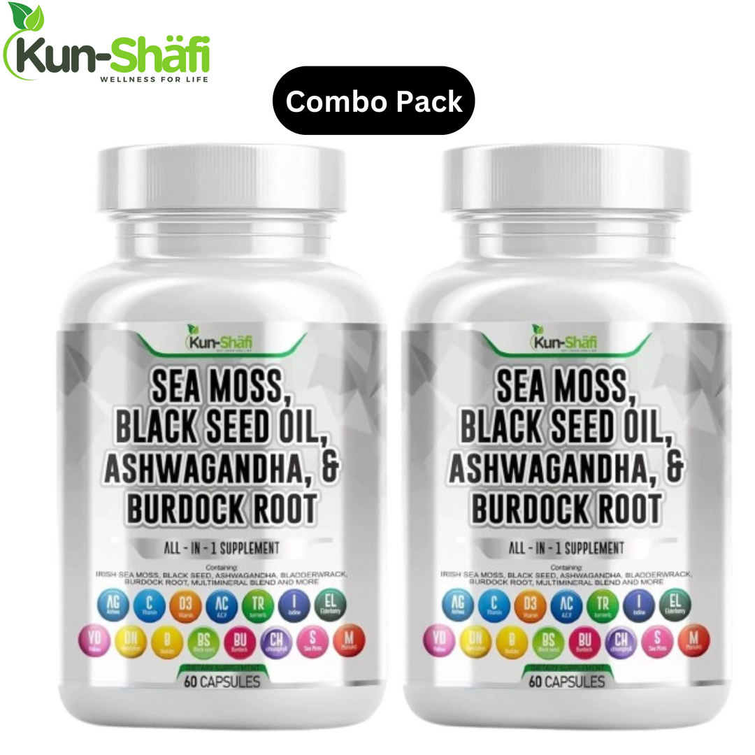 Sea Moss Capsules - Irish Sea Moss Advanced with Burdock Root, Bladderwrack, Muira Puama & Raw Sea Moss Powder – Immunity, – Pack of 2 (120 Caps)