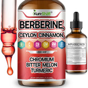 Kun Shafi Berberine Liquid Drops with Ceylon cinnamon, chromium, bitter melon and turmeric - blood sugar support 60ml