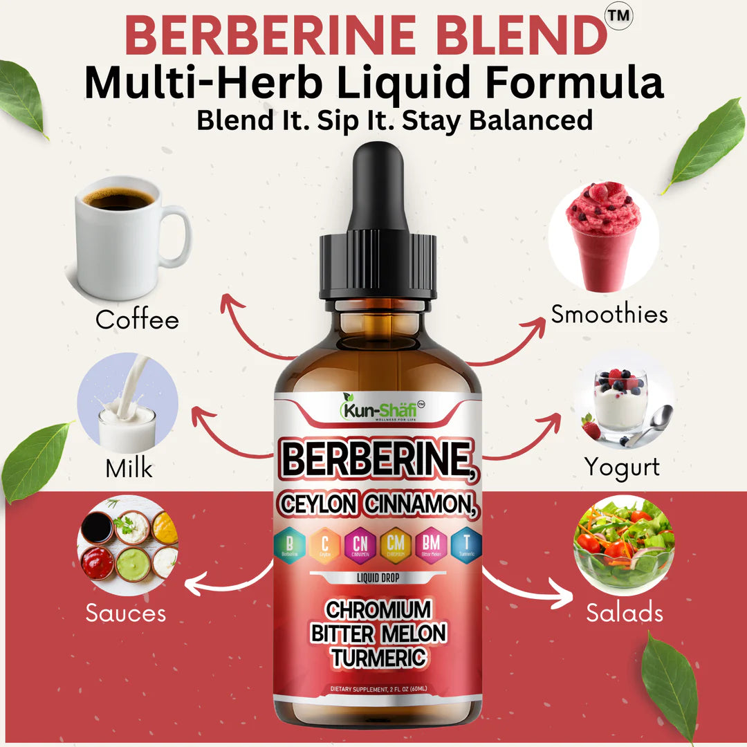 Berberine liquid supplement for glucose support and metabolism booster - Kun Shafi natural drops