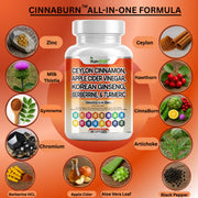 Blood sugar and metabolism support supplement - Kun Shafi CinnaBurn all-in-one formula 60 capsules