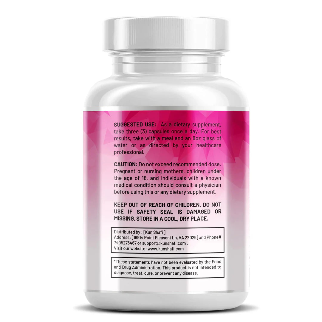 Kun Shafi DermaFusion supplement facts panel and dosage - 90 vegan beauty capsules