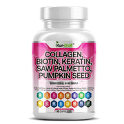 Kun Shafi Collagen with biotin, keratin, saw palmetto and pumpkin seed capsules - hair, skin and nails vitamins, 90 count