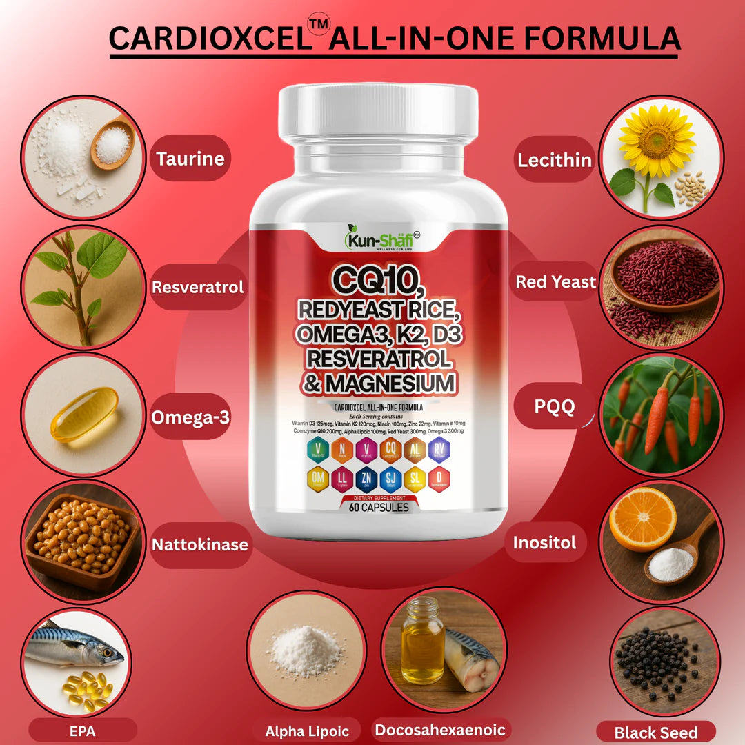 Heart health and cardiovascular support supplement - Kun Shafi CardioExcel cardio wellness 60 capsules