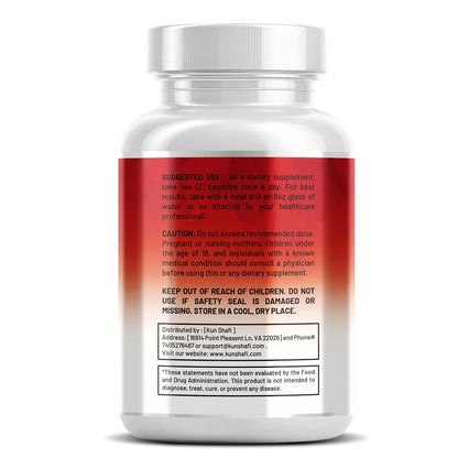 Kun Shafi CardioExcel supplement facts panel and dosage - 60 vegan heart health capsules