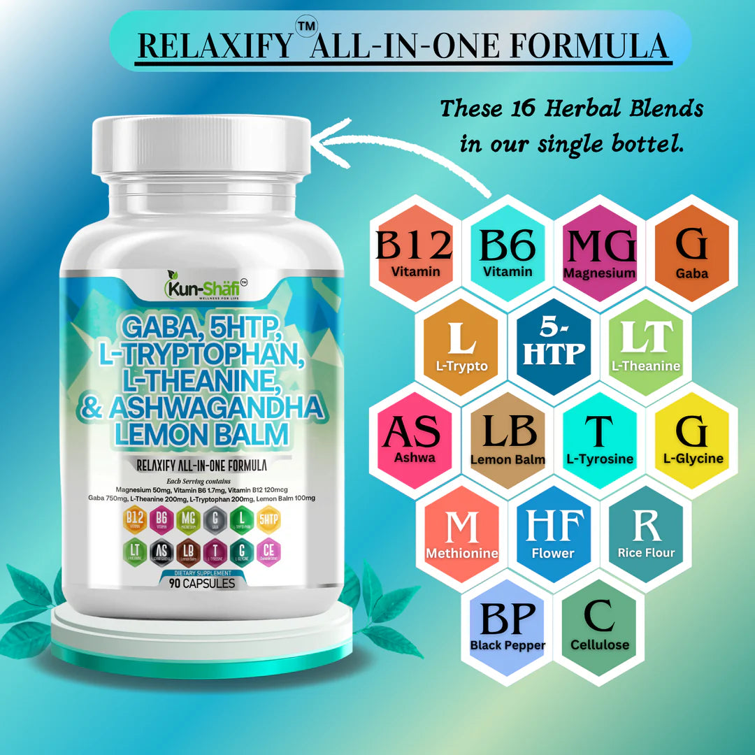 GABA and 5-HTP supplement for natural sleep aid and relaxation - Kun Shafi calming capsules
