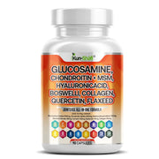 Kun Shafi Glucosamine Chondroitin MSM capsules with collagen, boswellia, turmeric and hyaluronic acid - joint support, 90 count