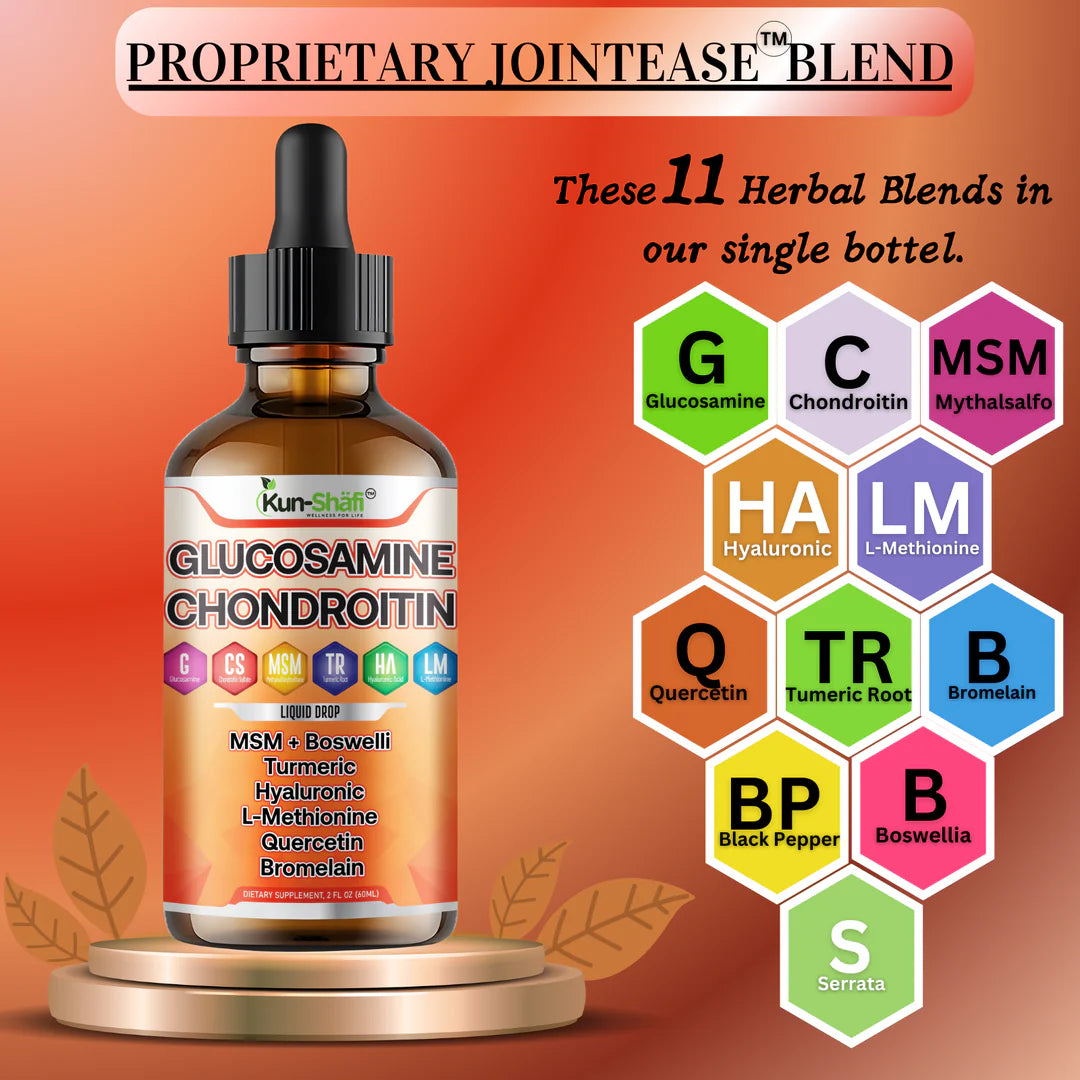 MSM and turmeric liquid drops for cartilage and bone health - Kun Shafi joint care supplement