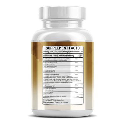 Herbal nootropic mushroom blend for cognitive support and wellness - Kun Shafi 60 count