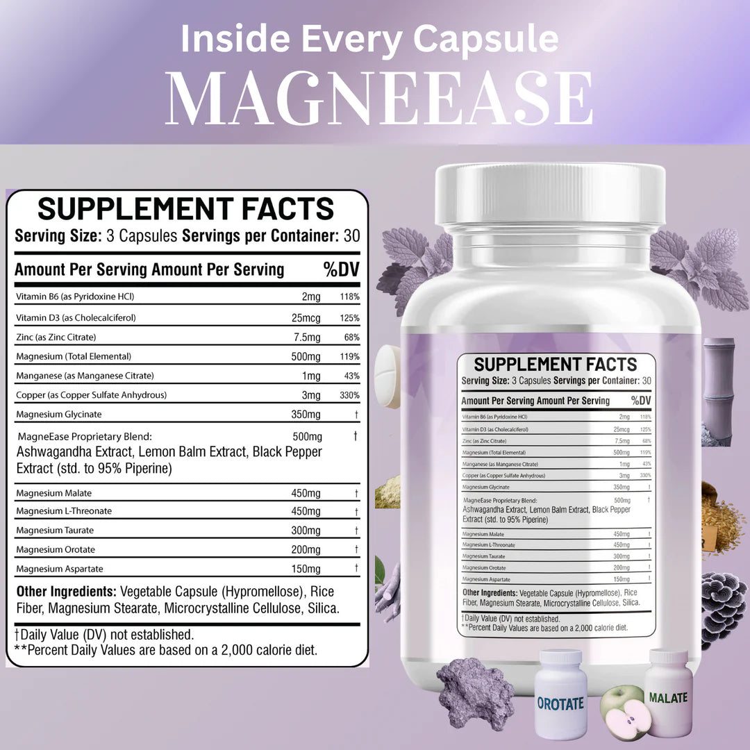 7-form magnesium supplement with ashwagandha for men and women - Kun Shafi MagnEase capsules
