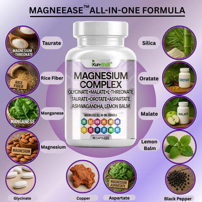Magnesium glycinate for sleep and stress relief - Kun Shafi MagnEase all-in-one formula 90 capsules