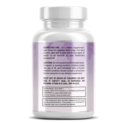 Kun Shafi MagnEase Magnesium Complex supplement facts panel - 90 vegan capsules