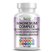 Kun Shafi Magnesium Complex with glycinate, malate, L-threonate and ashwagandha capsules - sleep and stress support, 90 count