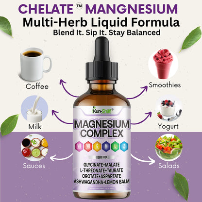 Magnesium liquid drops for stress relief and natural sleep aid - Kun Shafi fast absorption 60ml