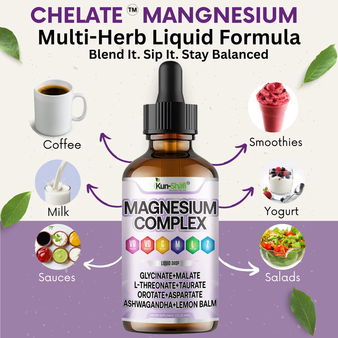 Magnesium liquid drops for stress relief and natural sleep aid - Kun Shafi fast absorption 60ml
