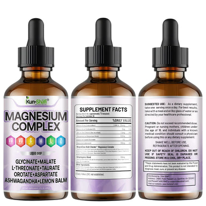 Kun Shafi Magnesium Complex Liquid Drops with dropper - 60ml multi-form sleep support blend