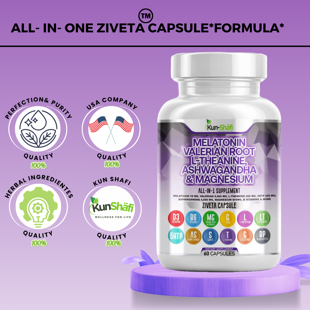 Natural Sleep Support Supplement with Melatonin, Valerian Root, L-Theanine, Ashwagandha &  Deep Sleep, Stress Relief & Relaxation for Men & Women