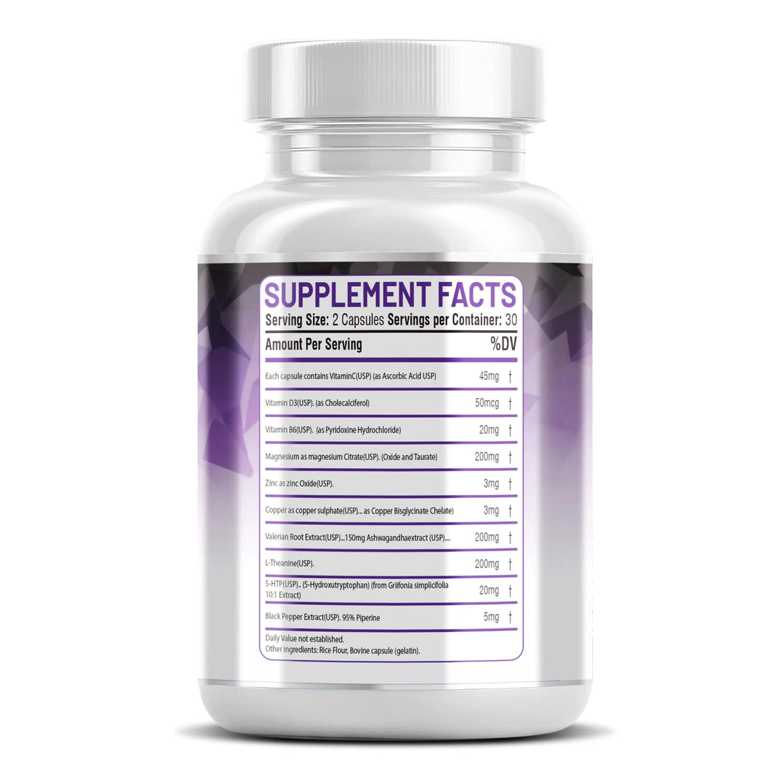 Natural Sleep Support Supplement with Melatonin, Valerian Root, L-Theanine, Ashwagandha &  Deep Sleep, Stress Relief & Relaxation for Men & Women