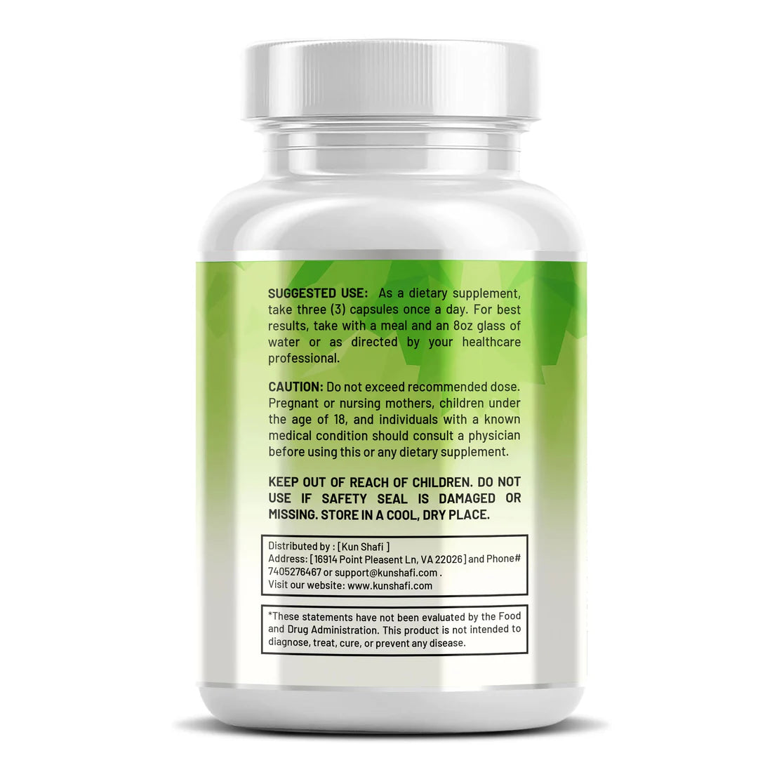 Kun Shafi ProstaGuard Saw Palmetto supplement facts panel - 90 vegan capsules