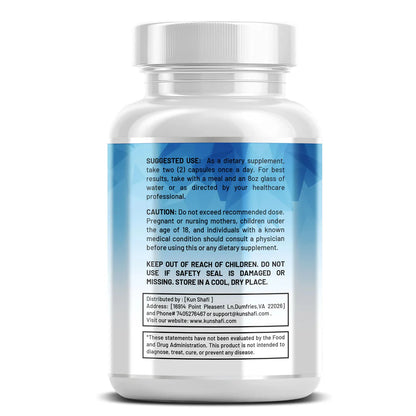Kun Shafi Sea Moss Black Seed Oil supplement facts panel - vegan capsules