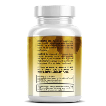 Kun Shafi Shilajit Sea Moss supplement facts panel and dosage - 90 vegan capsules