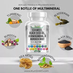 Load image into Gallery viewer, Sea Moss Capsules - Irish Sea Moss Advanced with Burdock Root, Bladderwrack &amp; Muira Puama for  Energy - Superfood Sea Moss w/Raw Sea Moss - 60 Seamoss
