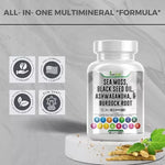 Load image into Gallery viewer, Sea Moss Capsules - Irish Sea Moss Advanced with Burdock Root, Bladderwrack &amp; Muira Puama for  Energy - Superfood Sea Moss w/Raw Sea Moss - 60 Seamoss
