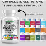 Load image into Gallery viewer, Sea Moss Capsules - Irish Sea Moss Advanced with Burdock Root, Bladderwrack &amp; Muira Puama for  Energy - Superfood Sea Moss w/Raw Sea Moss - 60 Seamoss
