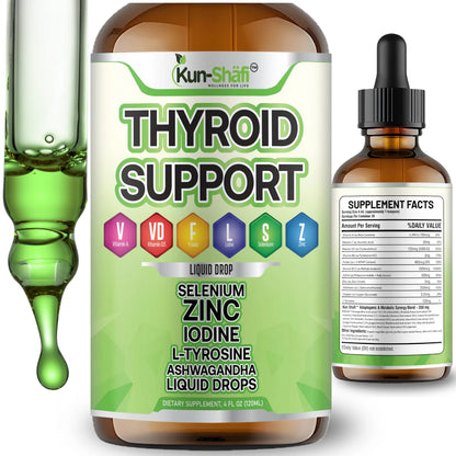 Kun Shafi Thyroid Support Liquid Drops with iodine, selenium, zinc and ashwagandha - metabolism and hormone balance 60ml
