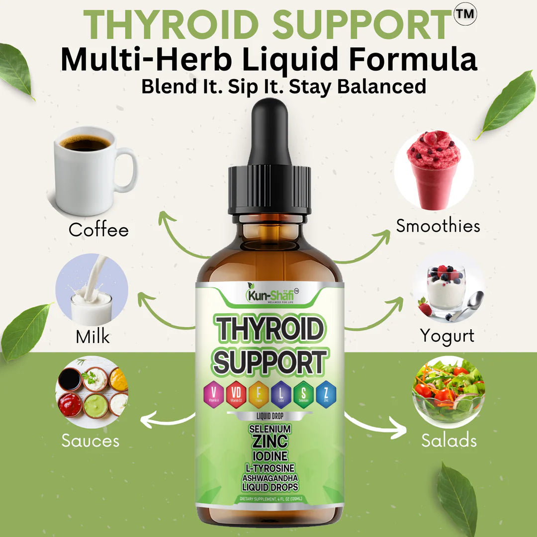 Thyroid liquid drops for metabolism booster and hormone balance - Kun Shafi natural thyroid support 60ml