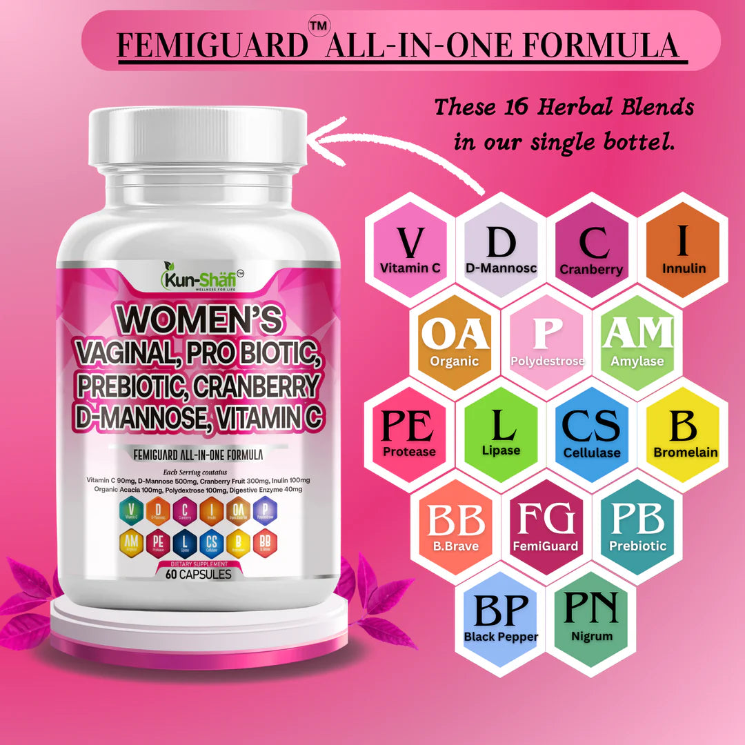 Vaginal pH balance supplement with cranberry extract and D-mannose - Kun Shafi natural UTI relief formula