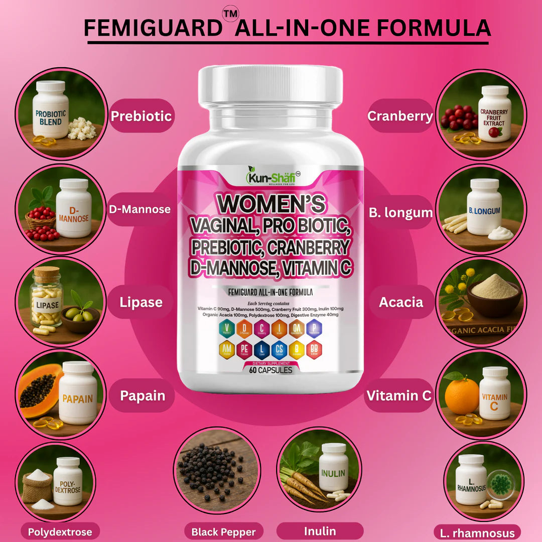 Women's probiotic with prebiotic for feminine health and yeast infection support - Kun Shafi 60 capsules