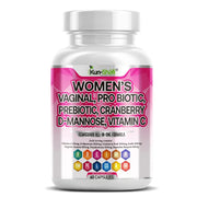 Kun Shafi Women's Vaginal Probiotic capsules with cranberry, D-mannose and vitamin C - pH balance and UTI support, 60 count