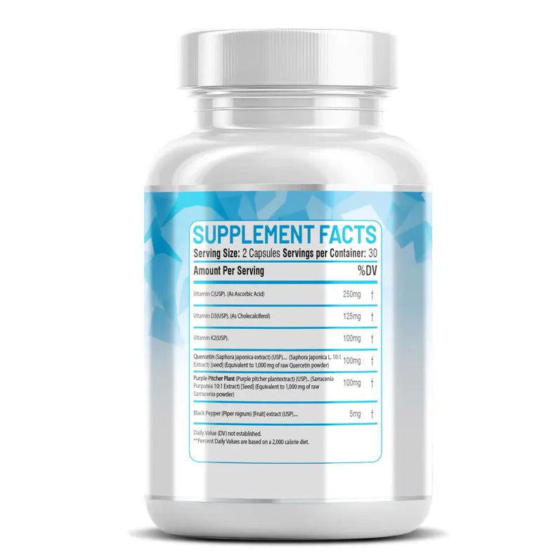 K2 + D3 Quercetin & Vitamin C with BP & Sarracenia – Immune Support, Bone Health & Antioxidant Supplement | Pack of 2  Kun-shafi