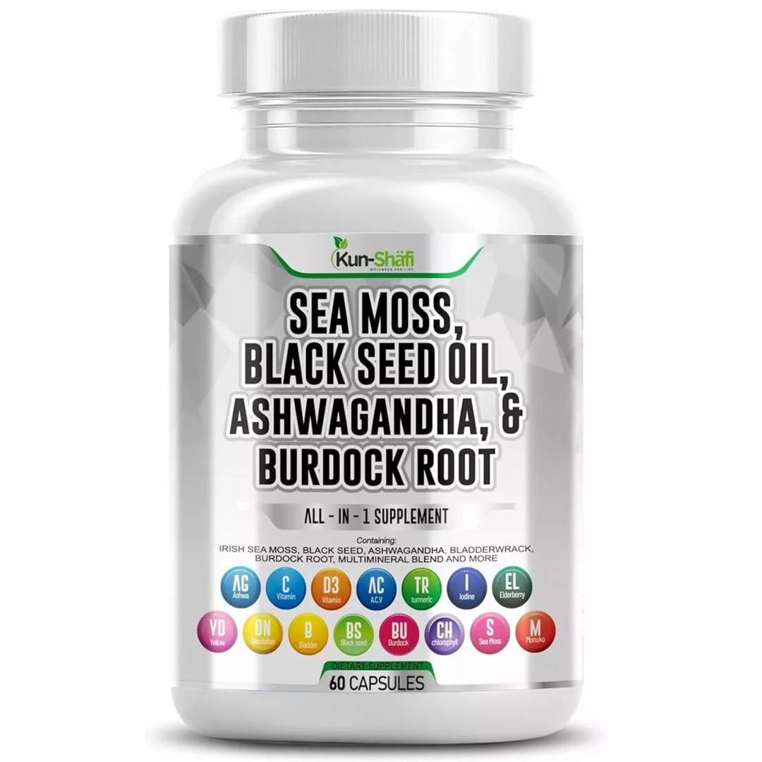 Sea Moss Capsules - Irish Sea Moss Advanced with Burdock Root, Bladderwrack, Muira Puama & Raw Sea Moss Powder – Immunity, – Pack of 2 (120 Caps)